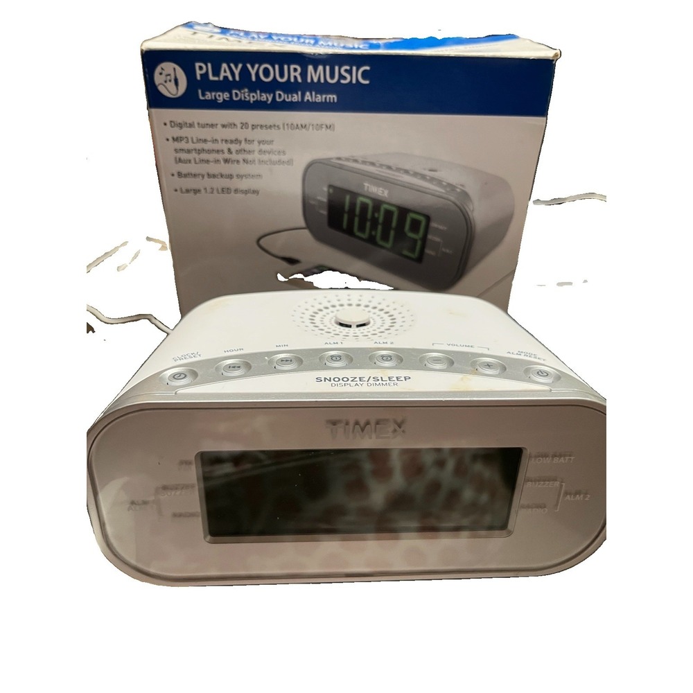 Timex T231GY AM/FM Dual Alarm Clock Radio with 1.2-Inch Red Display and Line